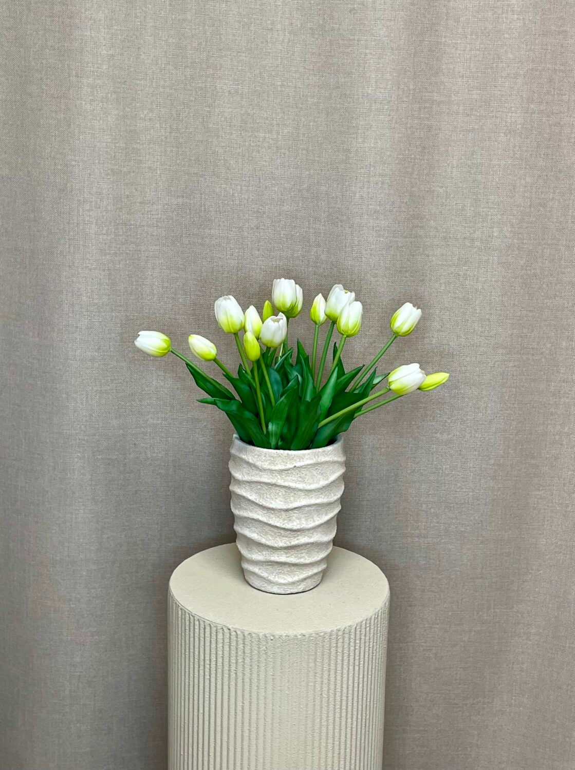 Tulipaner i bundt m/ 5 stk Hvid h 41 cm