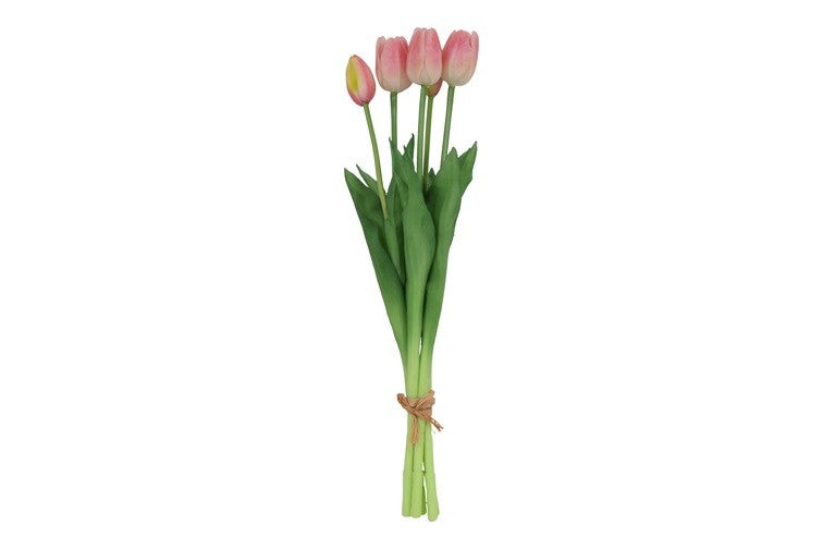 Tulipaner i bundt m/ 5 stk Rosa h 41 cm