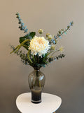 Buket m. Bla. Creme chrysanthemum