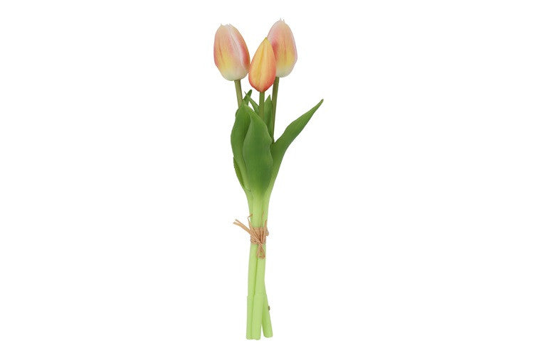 Tulipaner i bundt m/ 3 stk Peach h 29 cm