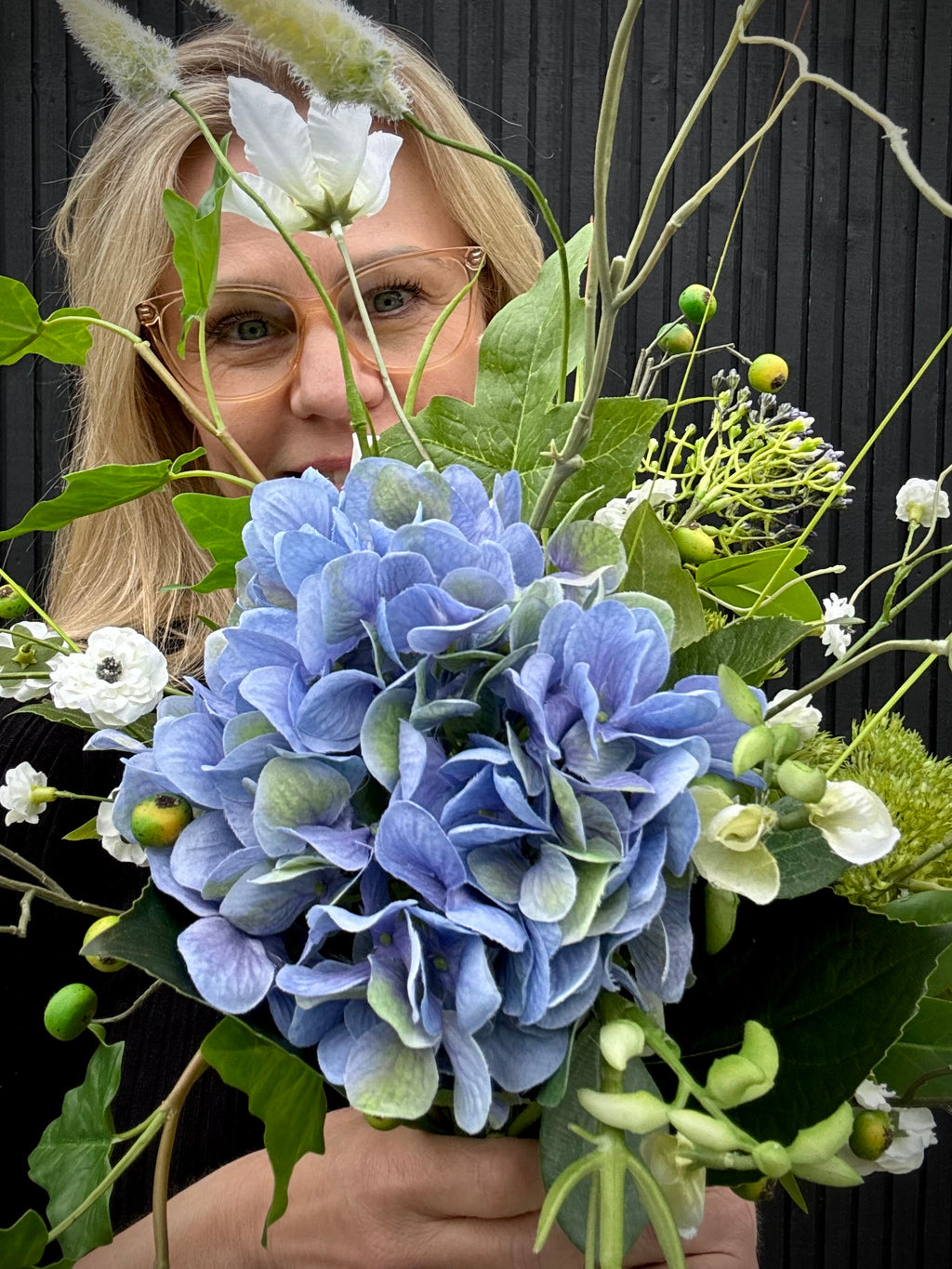 Deluxe blå hortensia buket