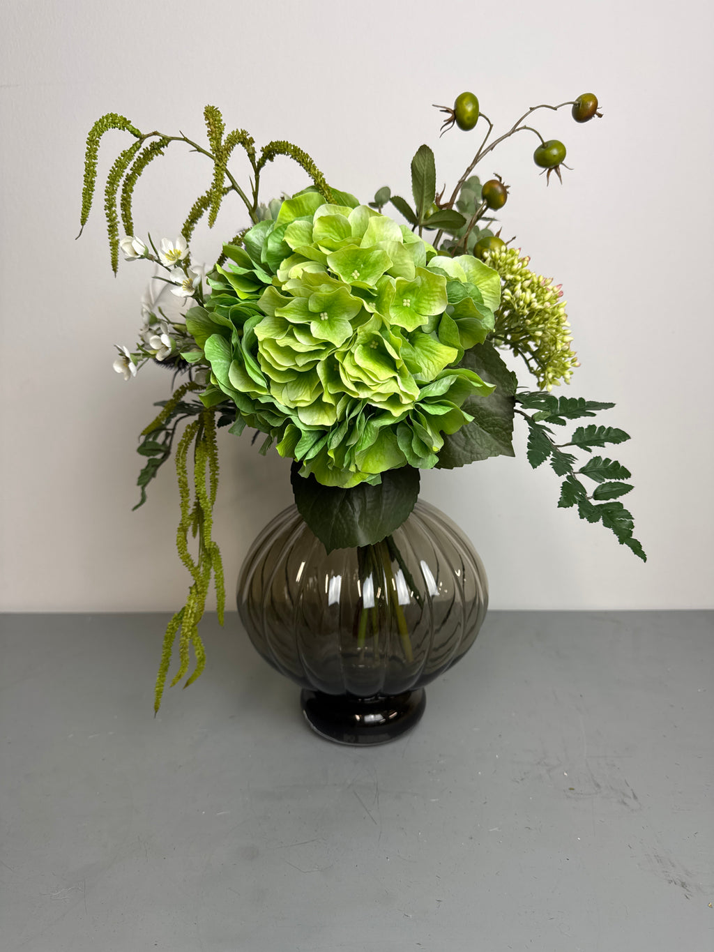 Buket grøn hortensia tilbud