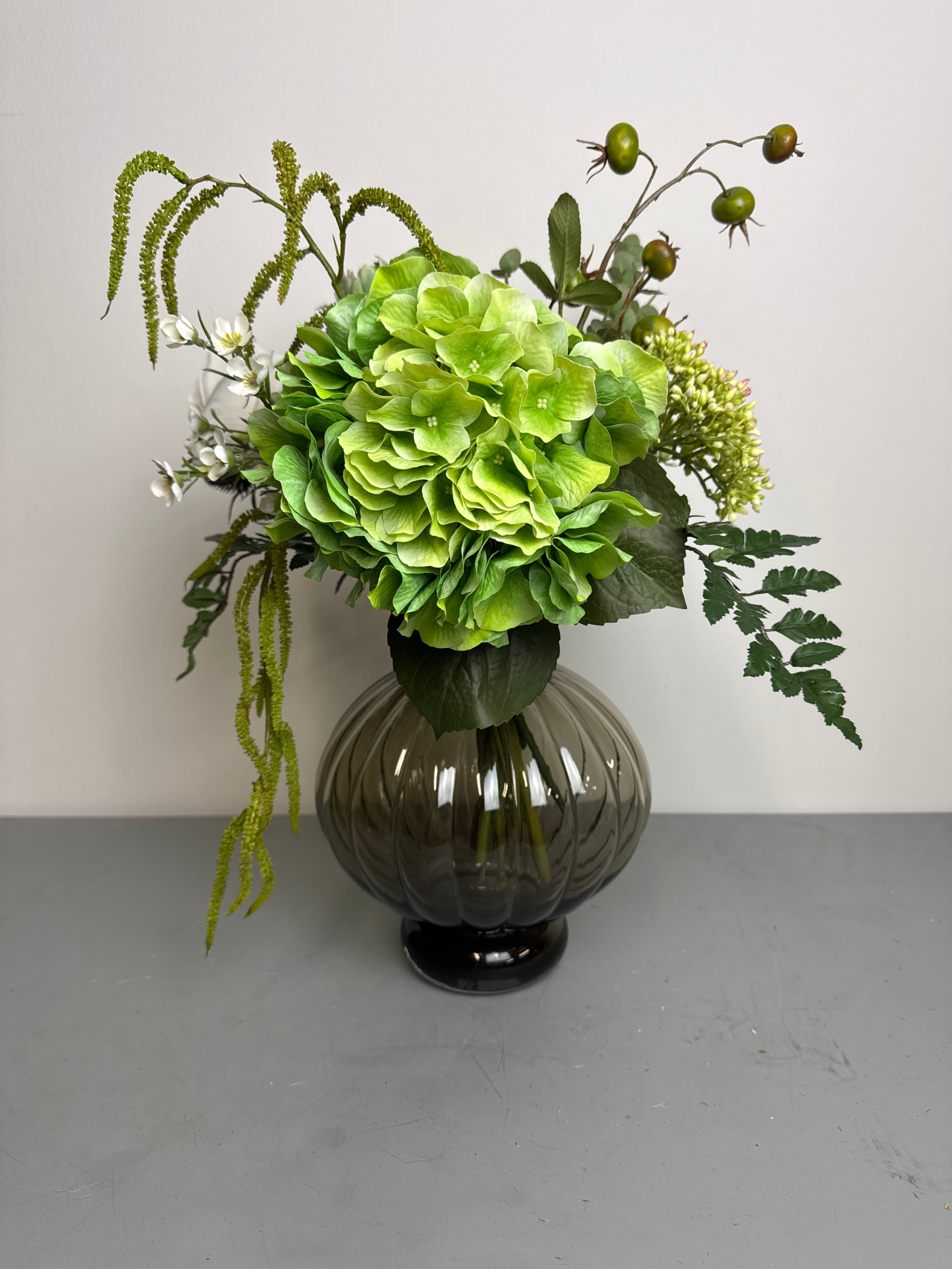 Buket grøn hortensia tilbud