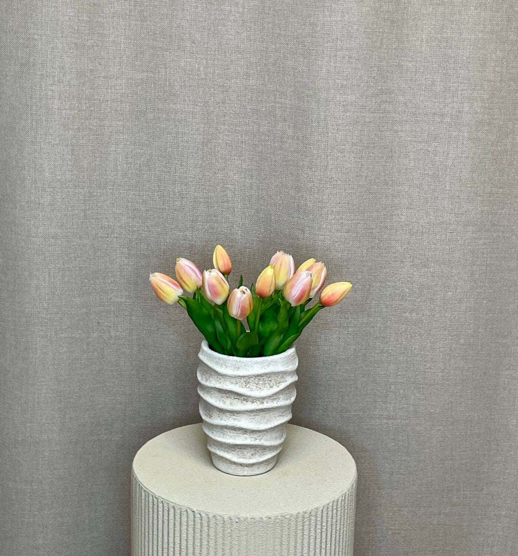 Tulipaner i bundt m/ 3 stk Peach h 29 cm
