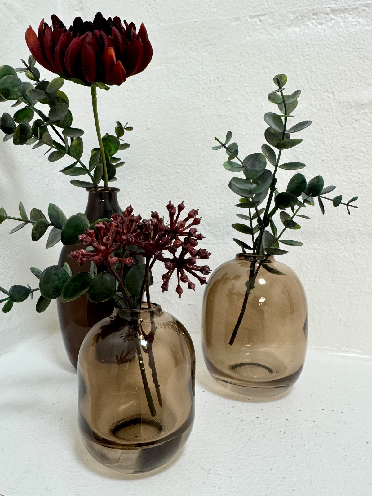Vase sæt inkl. blomster (glas)