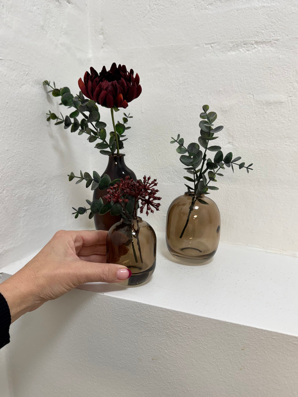 Vase sæt inkl. blomster (glas)