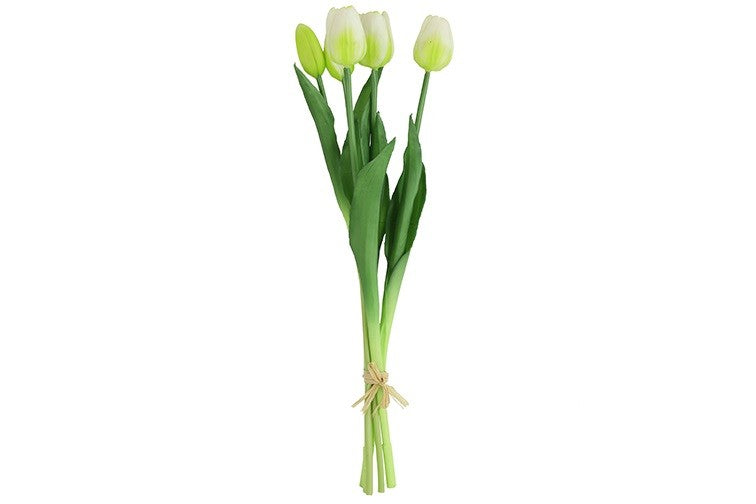 Tulipaner i bundt m/ 5 stk Hvid h 41 cm