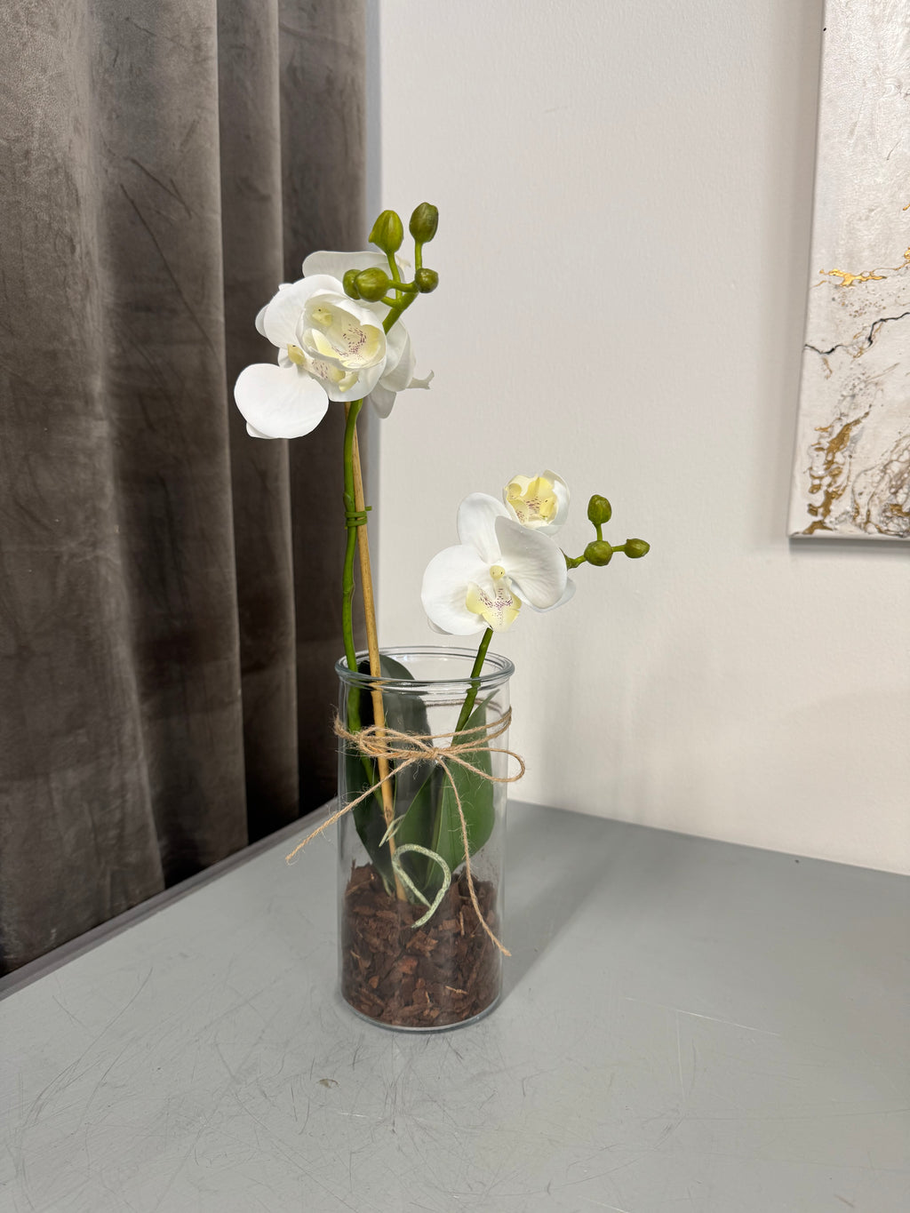 Orkidé med rødder hvid 45 cm