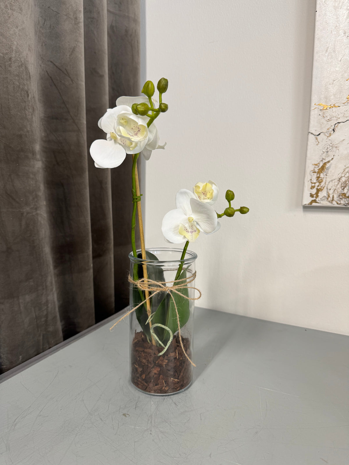 Orkidé med rødder hvid 45 cm