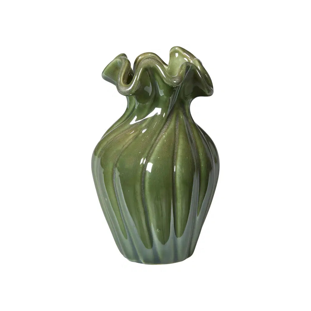 Vase grøn 9x9x14cm keramik