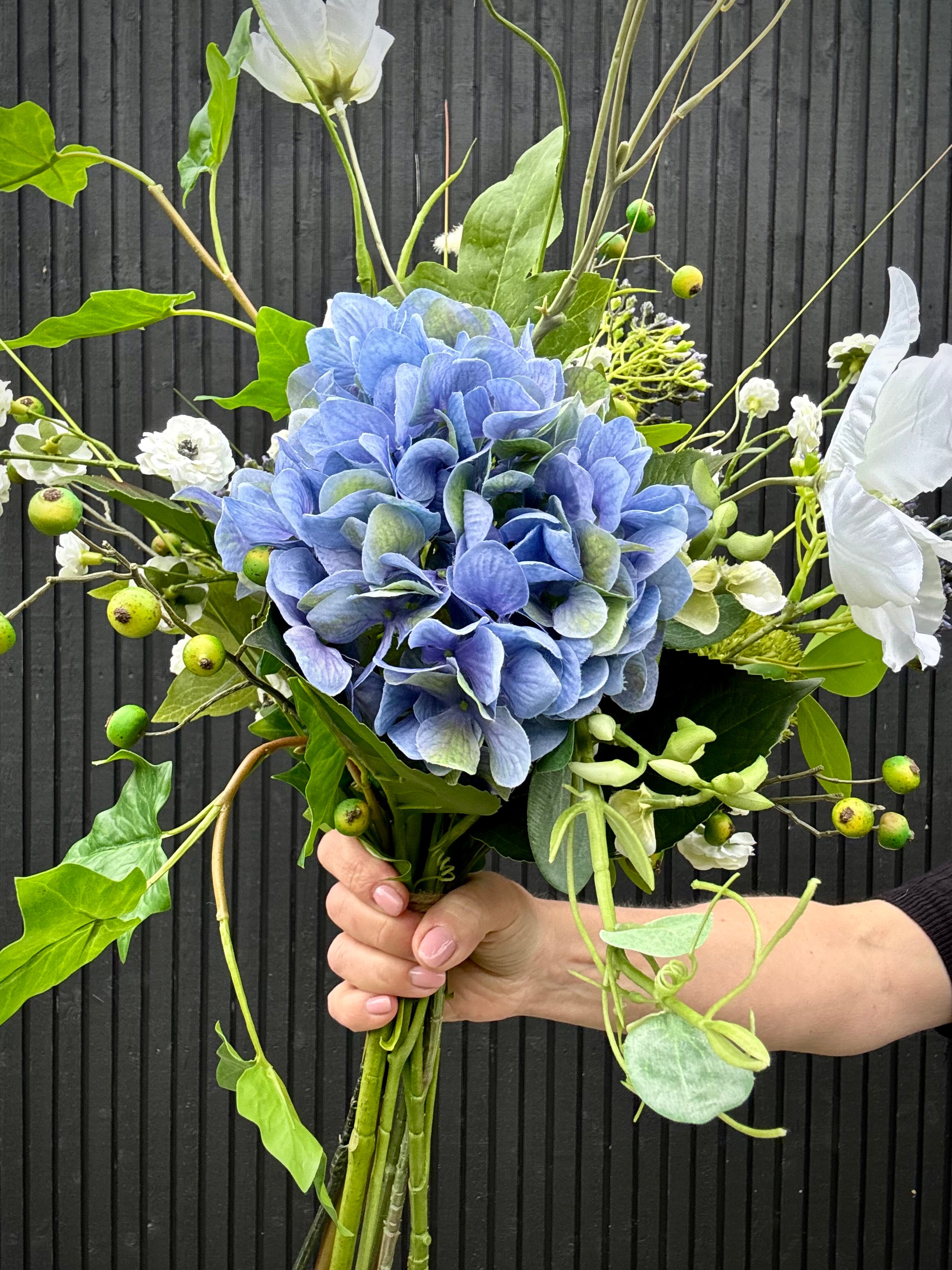 Deluxe blå hortensia buket