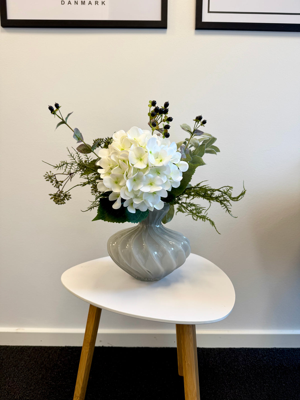 Hvid Hortensia buket (kort)