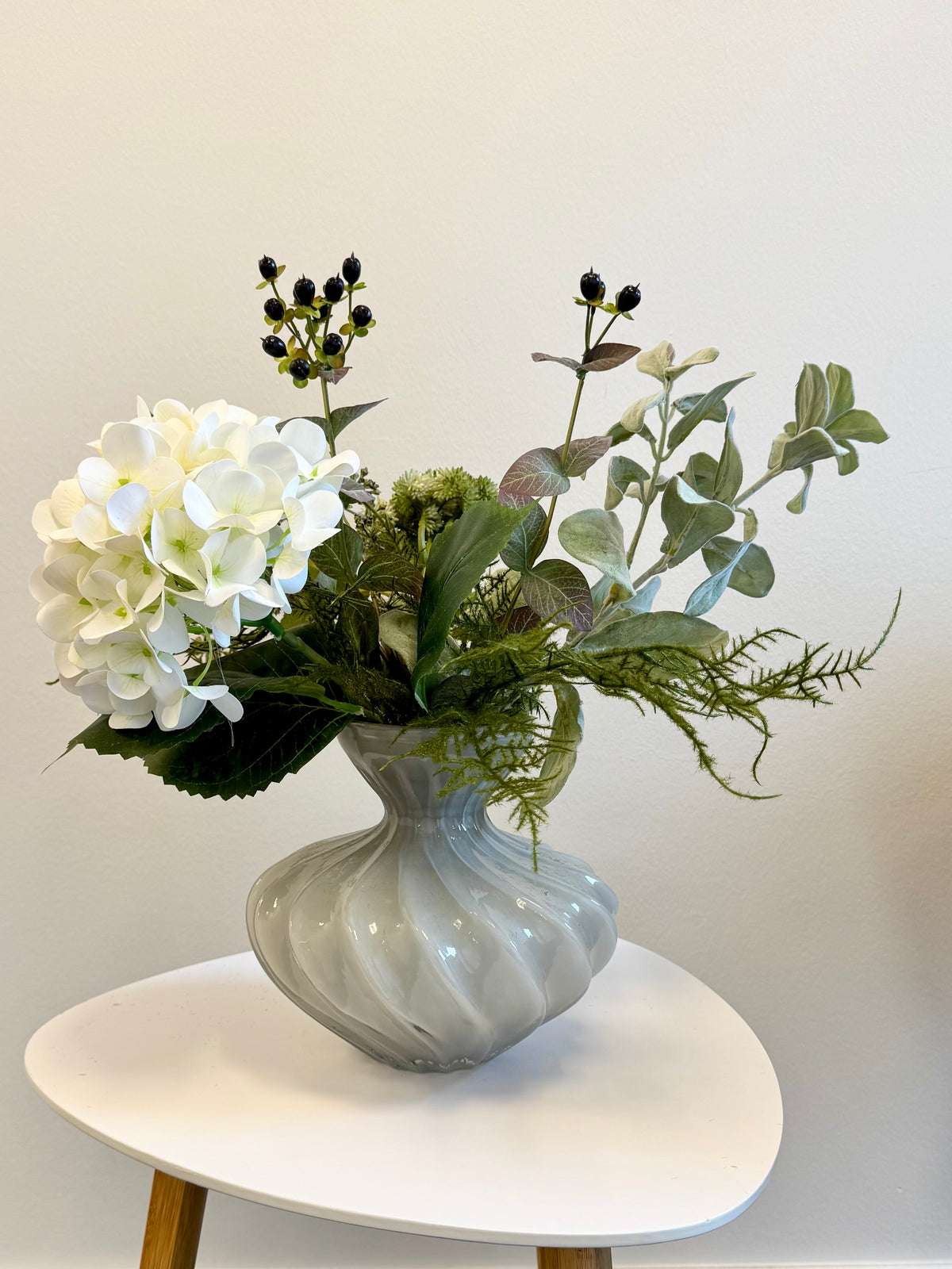 Hvid Hortensia buket (kort)