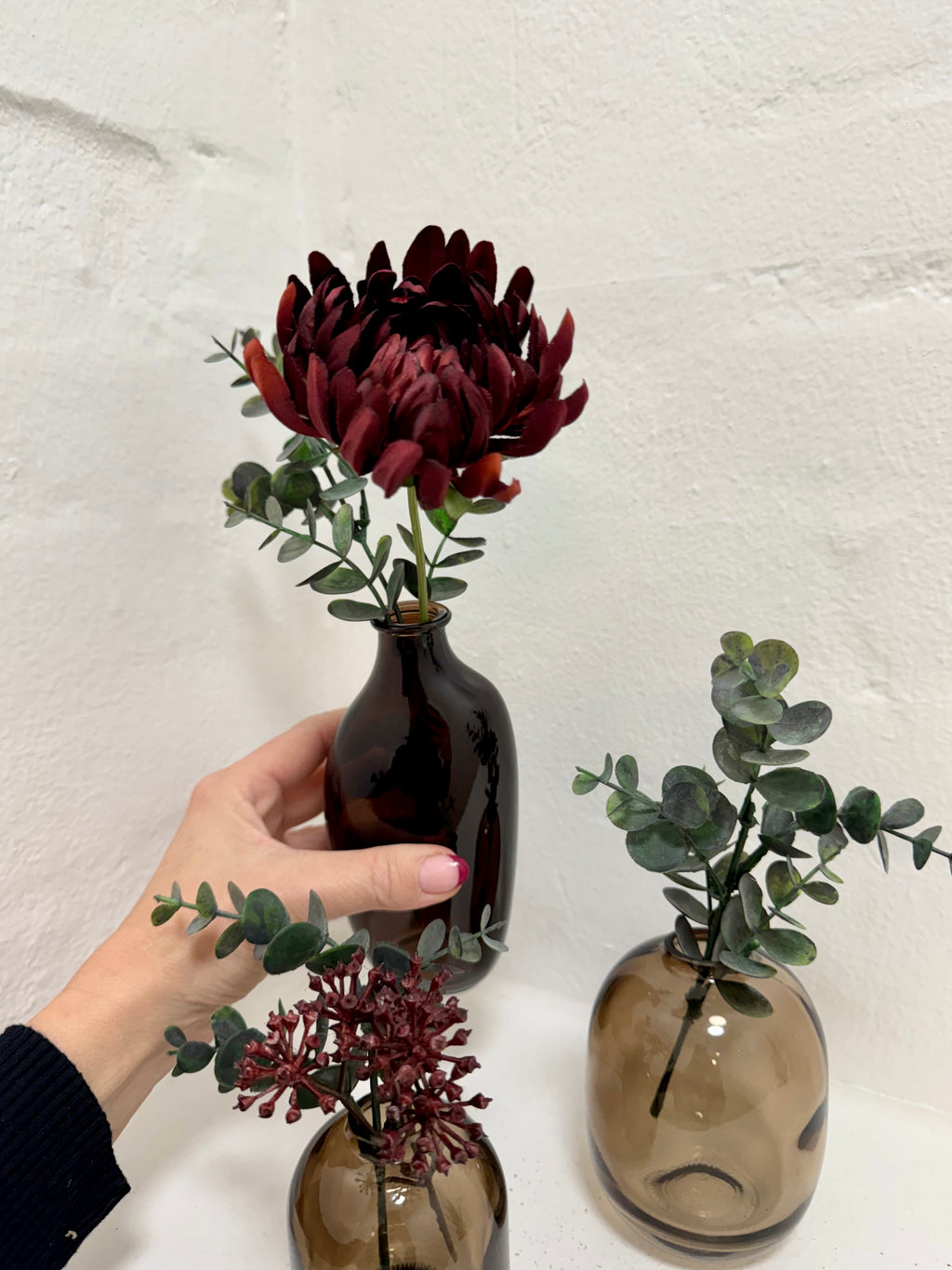 Vase sæt inkl. blomster (glas)