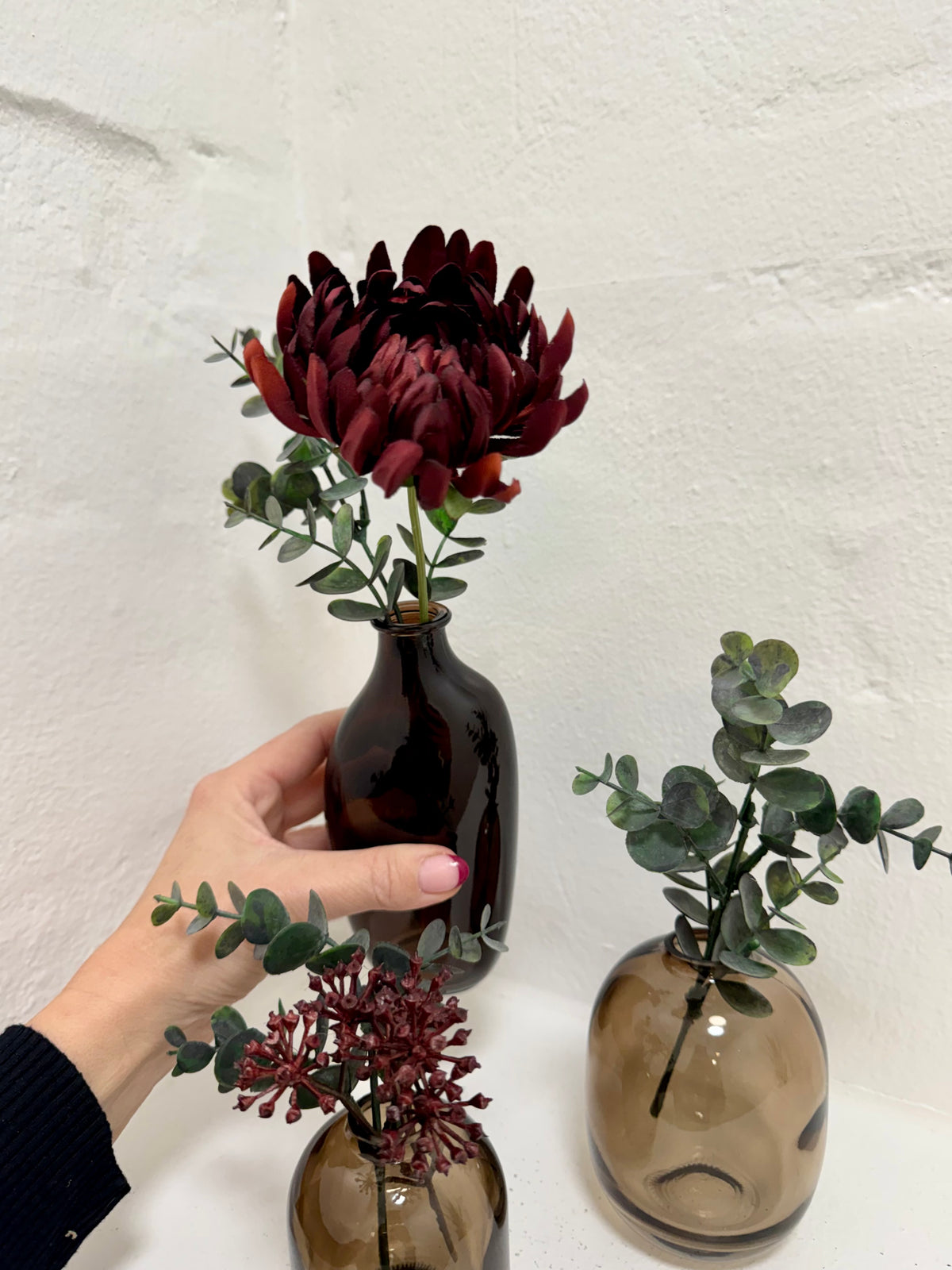 Vase sæt inkl. blomster (glas)