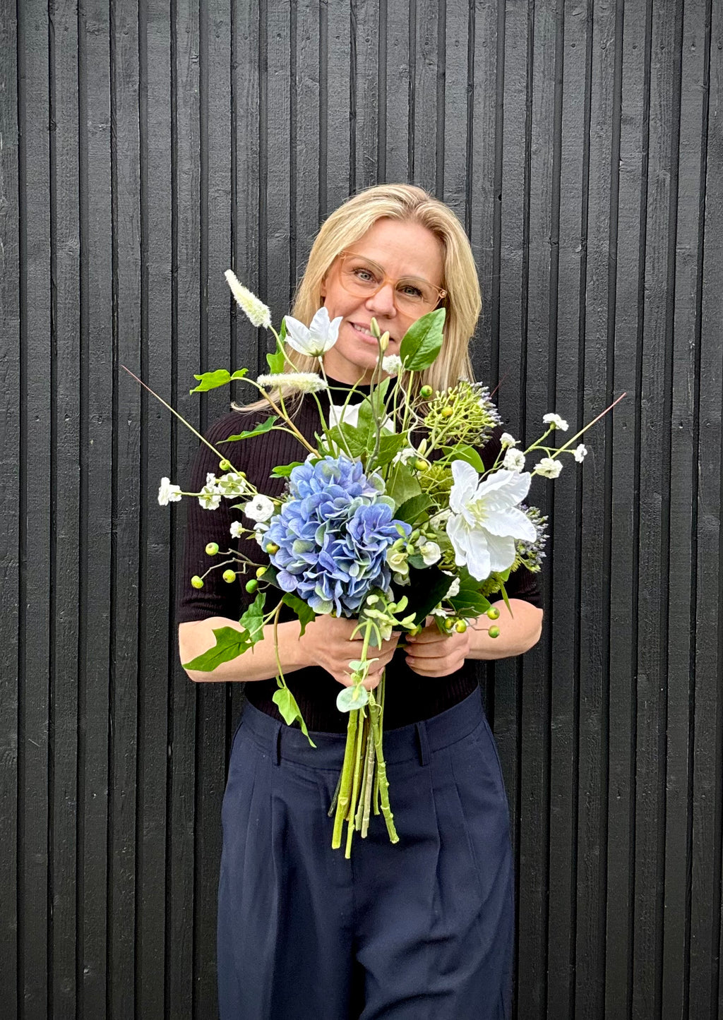 Deluxe blå hortensia buket