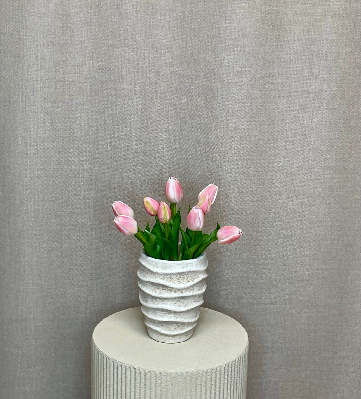 Tulipaner i bundt m/ 3 stk rosa h 29 cm