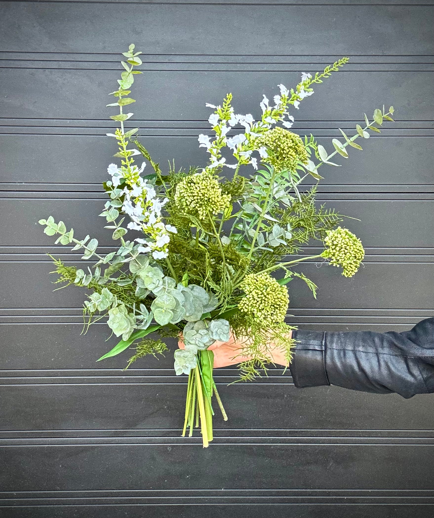 Grøn/hvid buket UNIKA