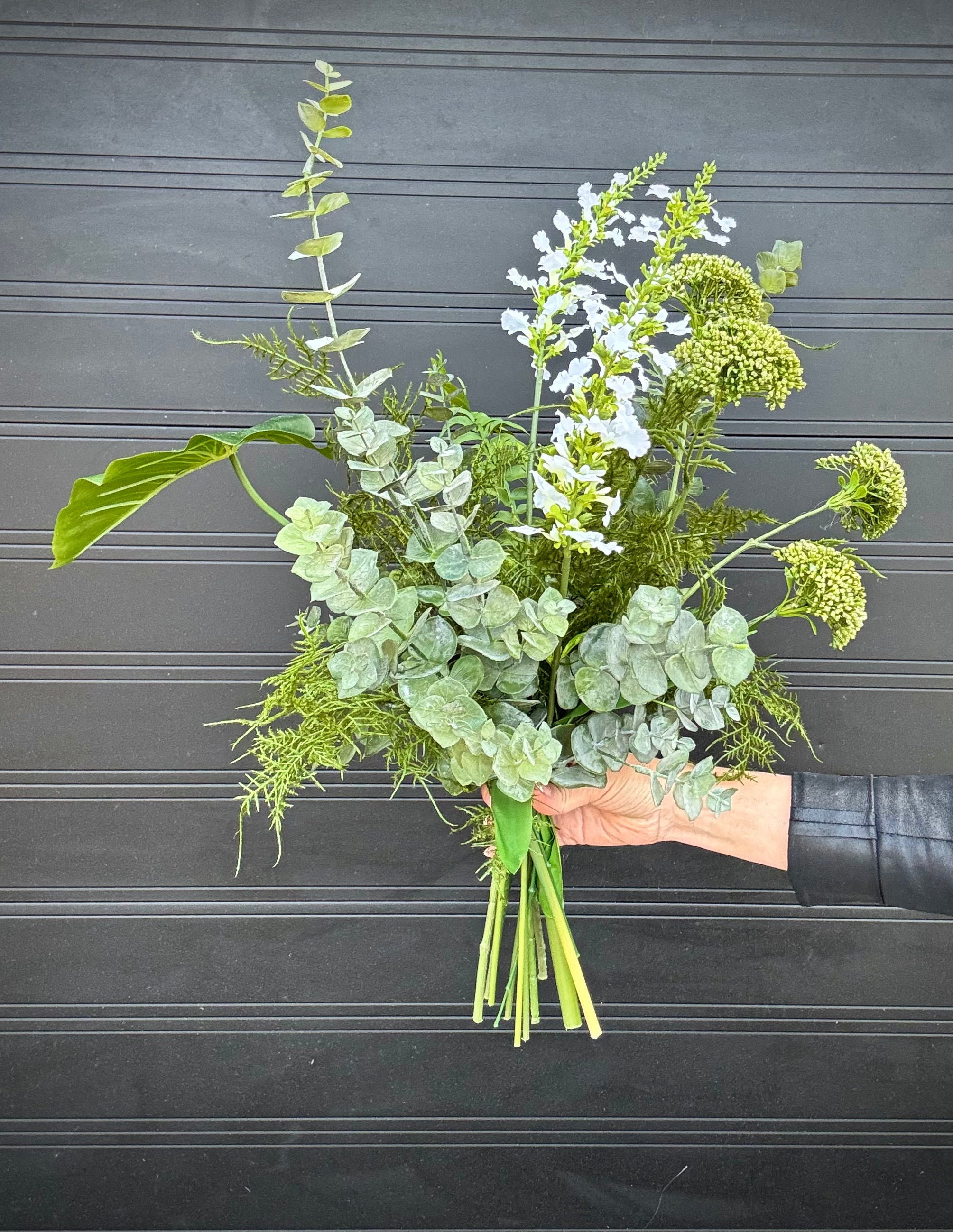 Grøn/hvid buket UNIKA