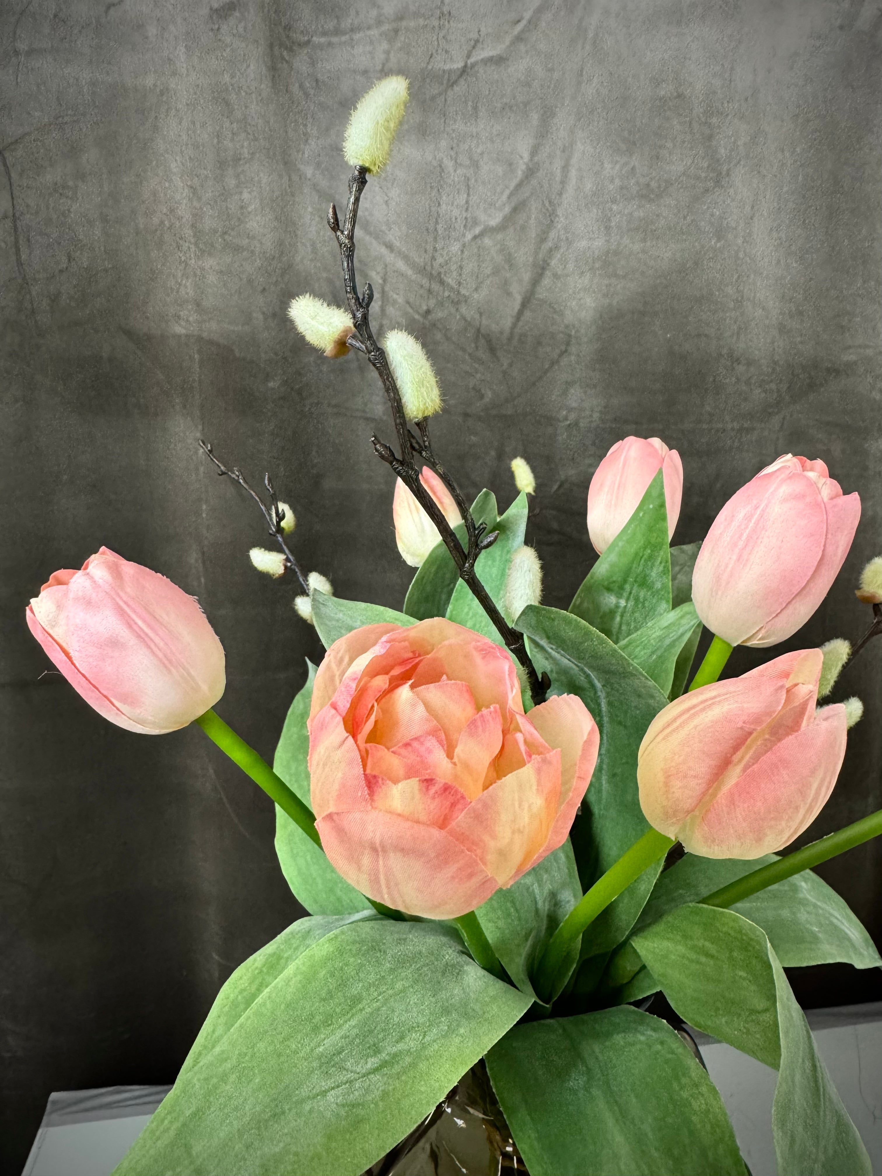 Silke tulipan buket peach