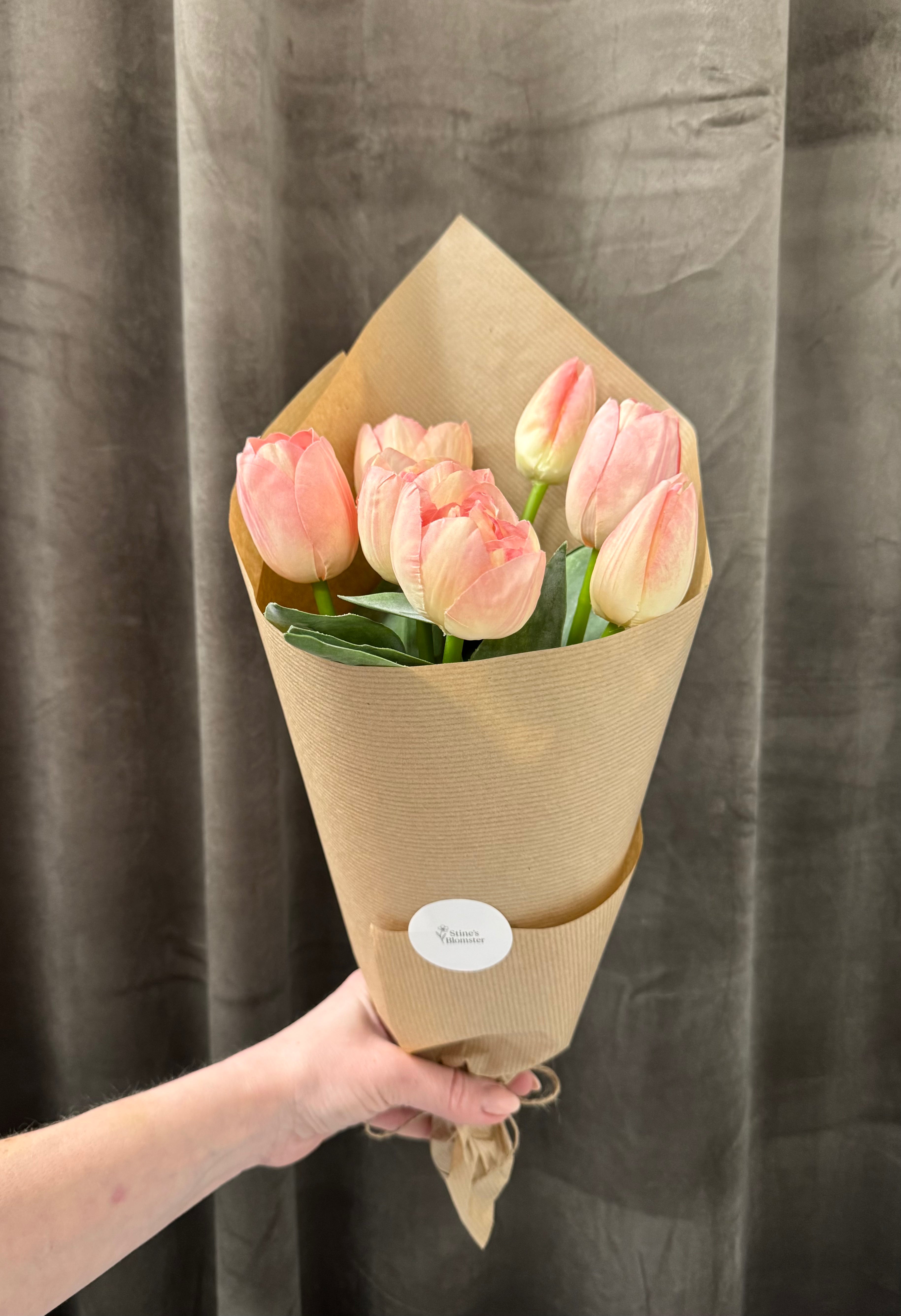 Peach silke tulipaner 7 stk.