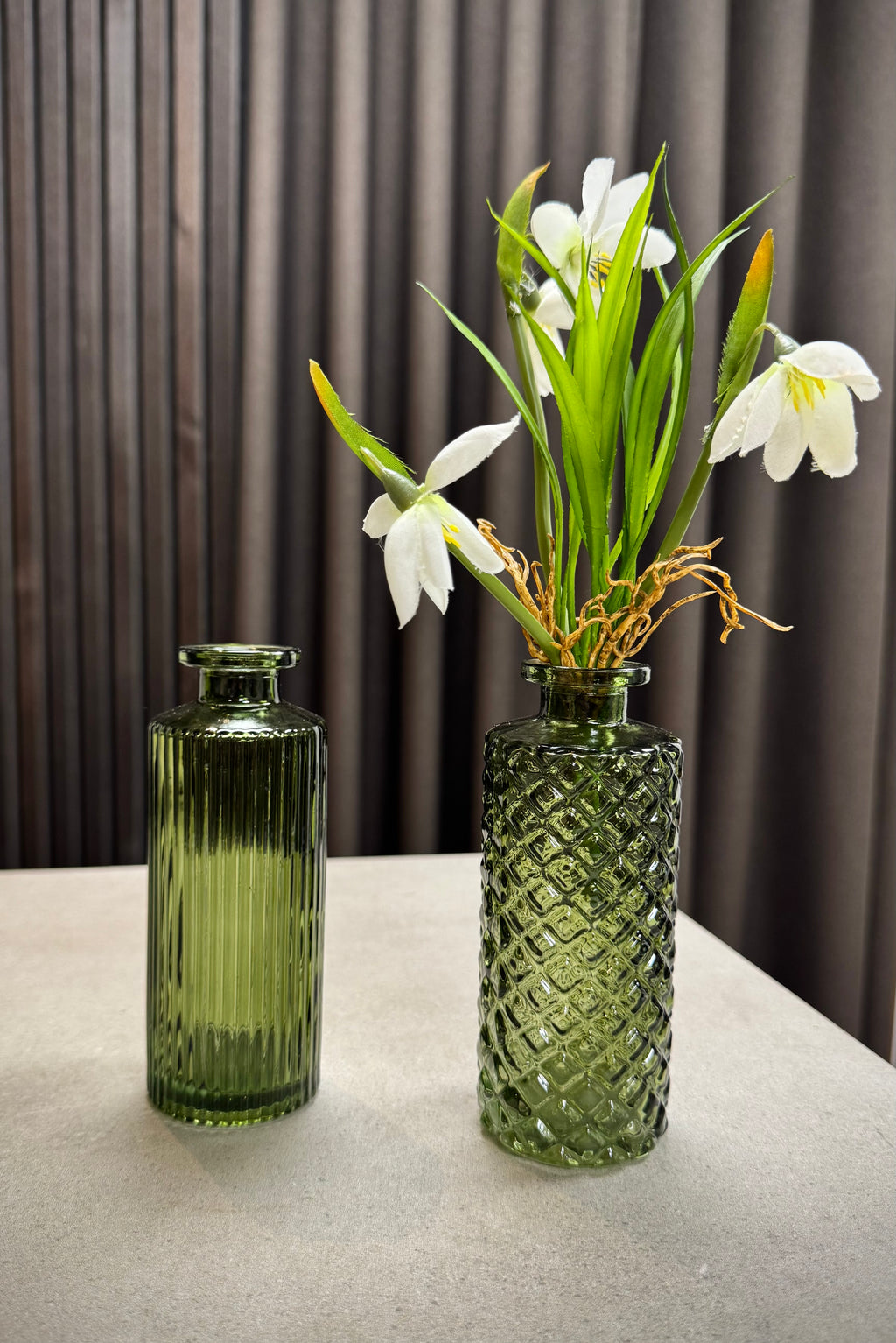 Glasvase grøn/mønster