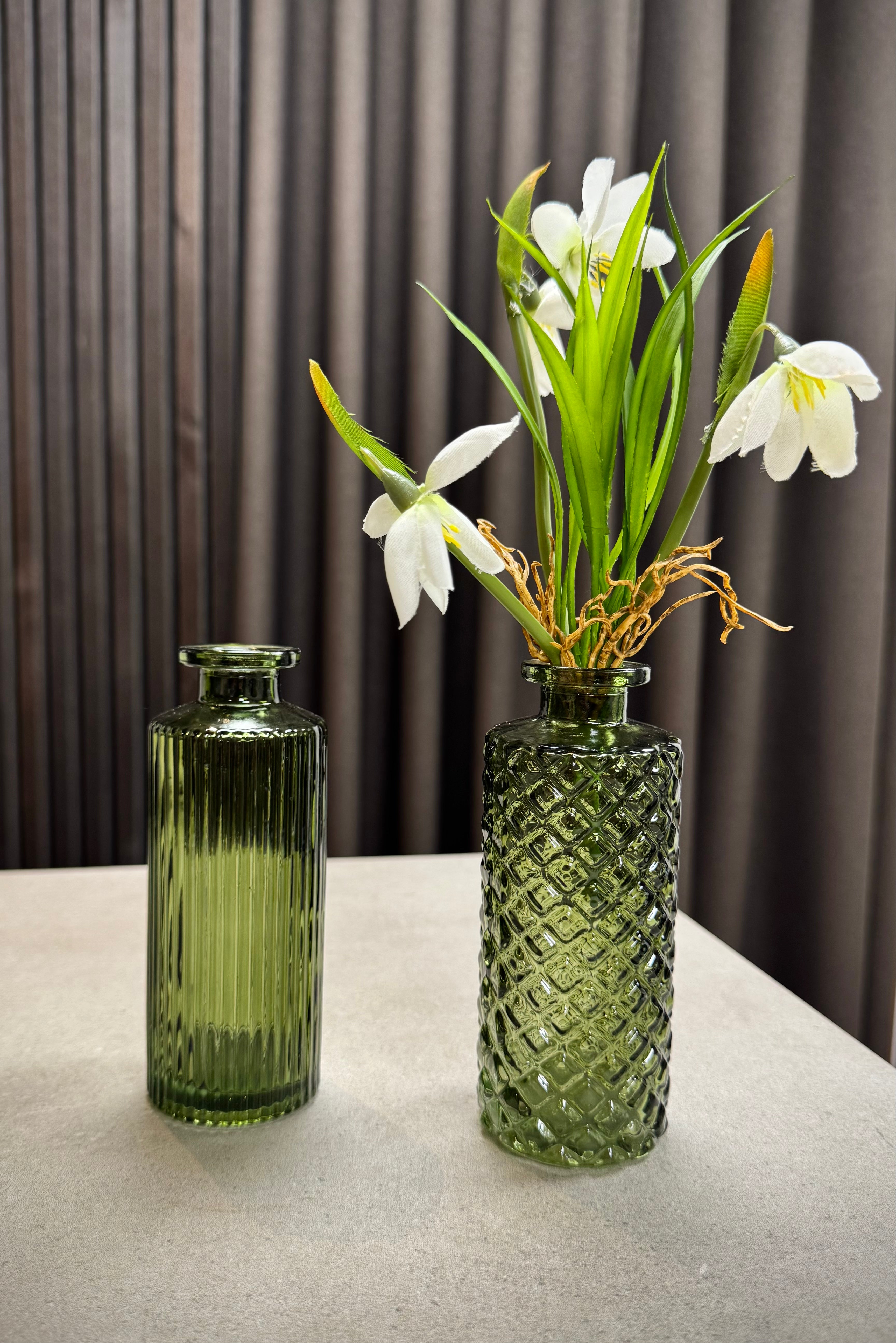 Glasvase grøn/mønster