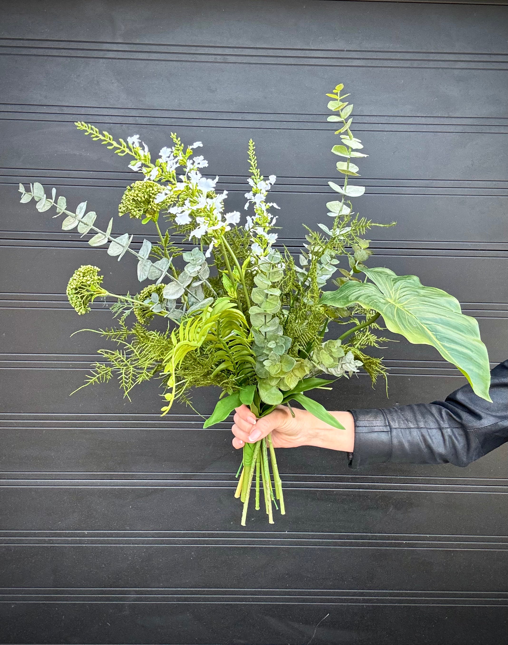 Grøn/hvid buket UNIKA