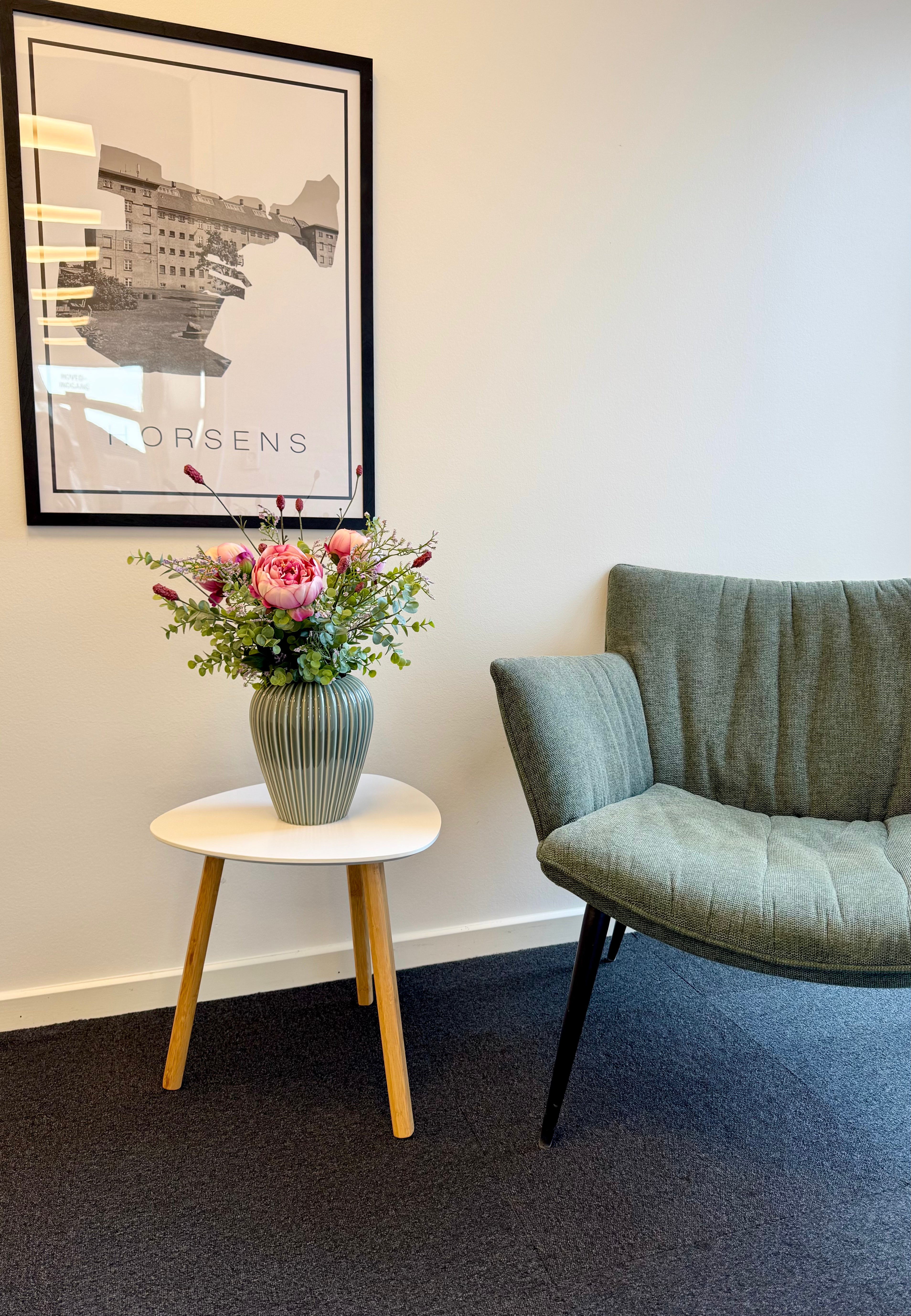 Pæon buket med euca/pimpenell