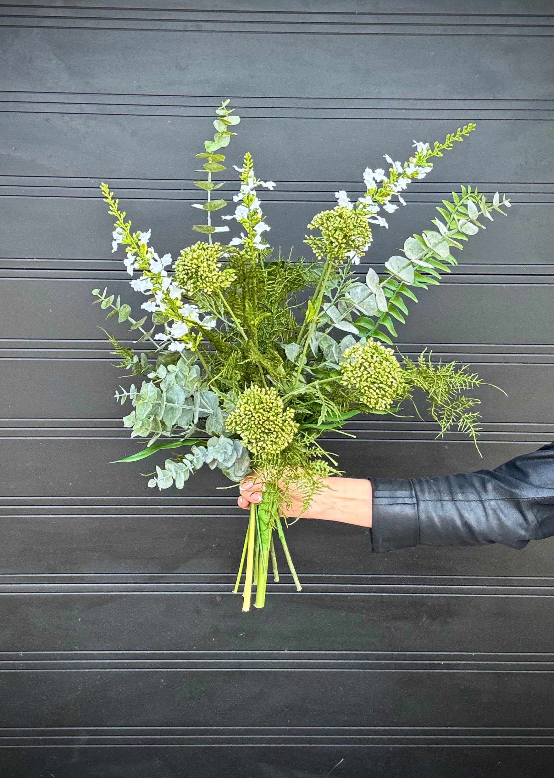 Grøn/hvid buket UNIKA