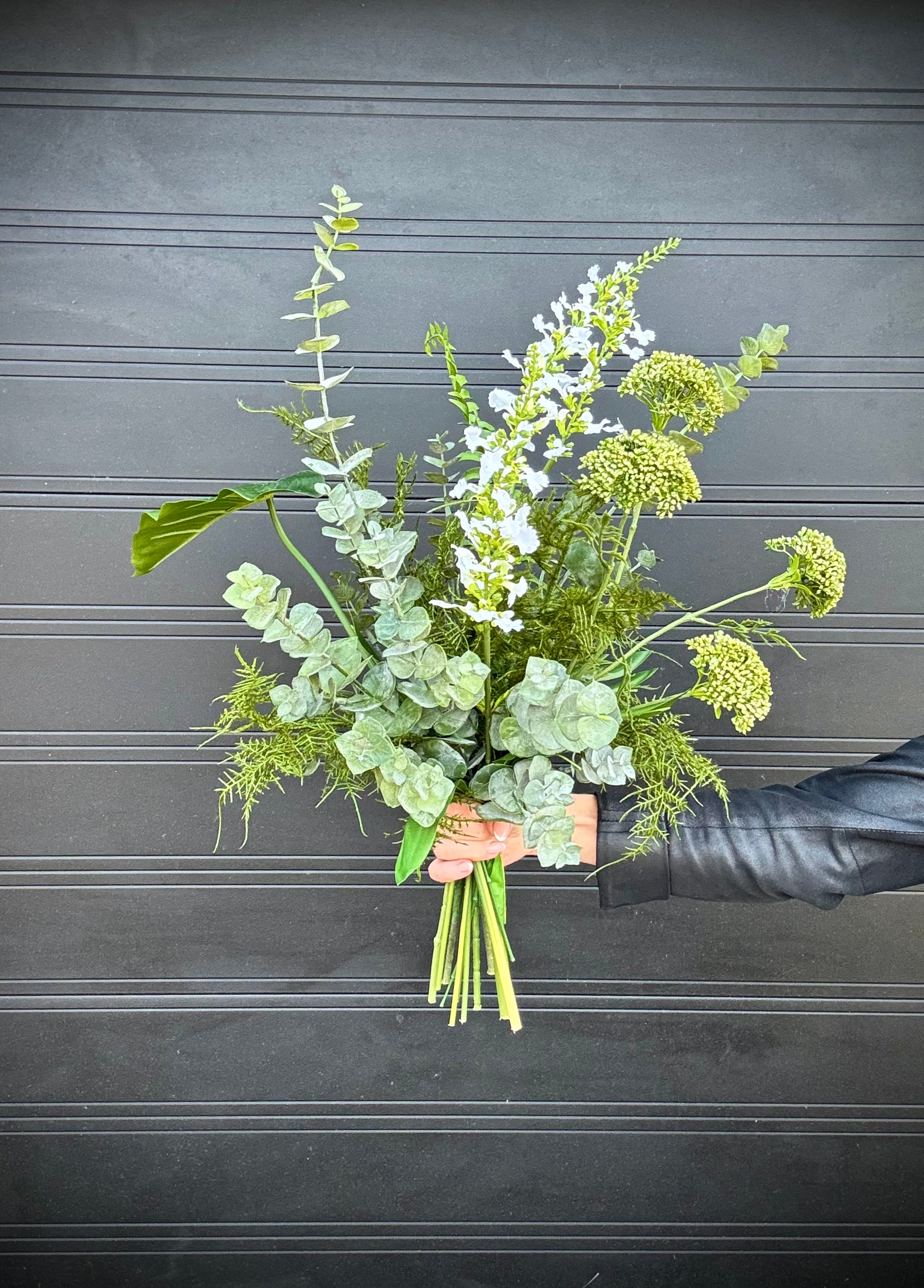 Grøn/hvid buket UNIKA