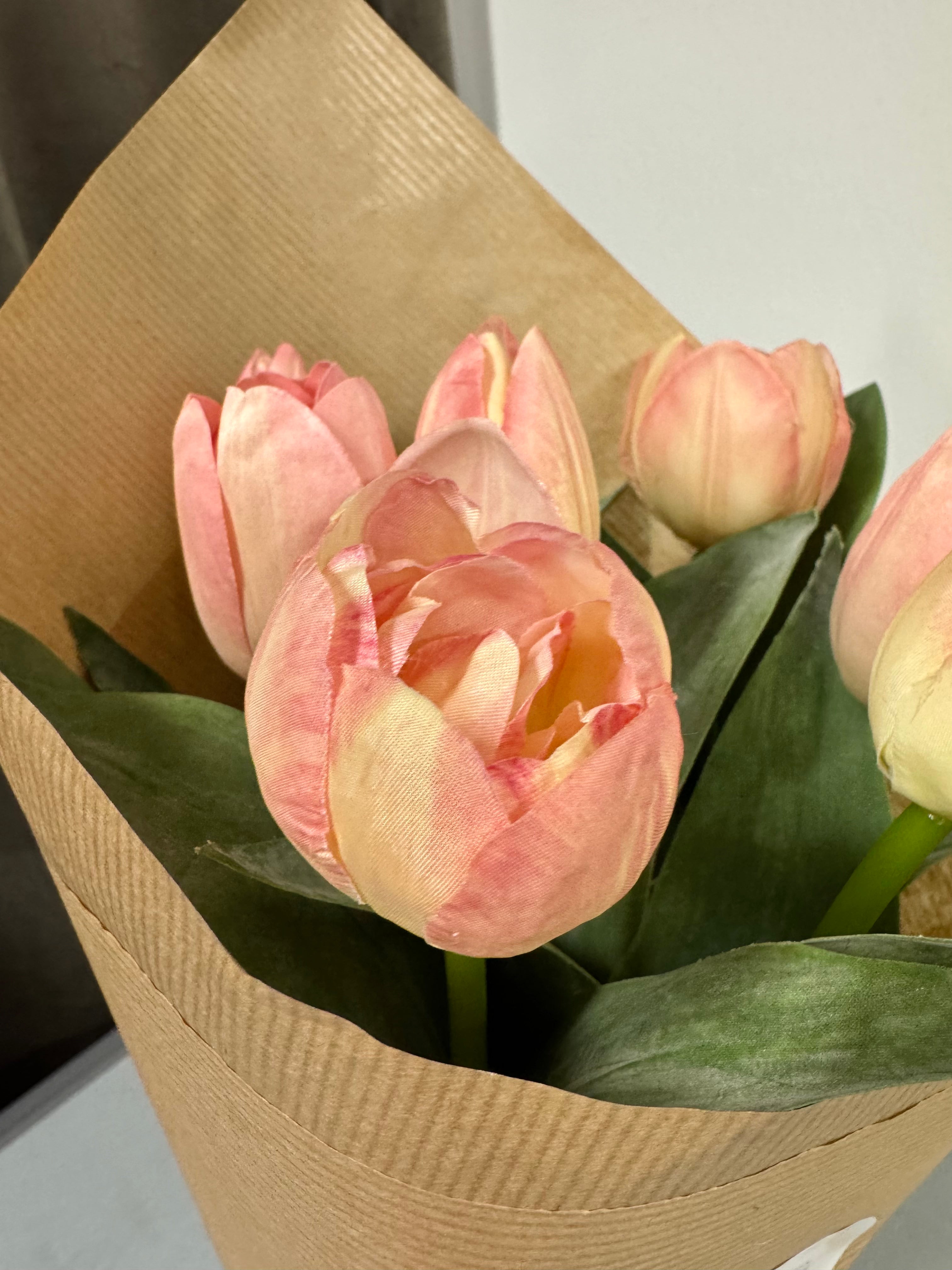 Peach silke tulipaner 7 stk.
