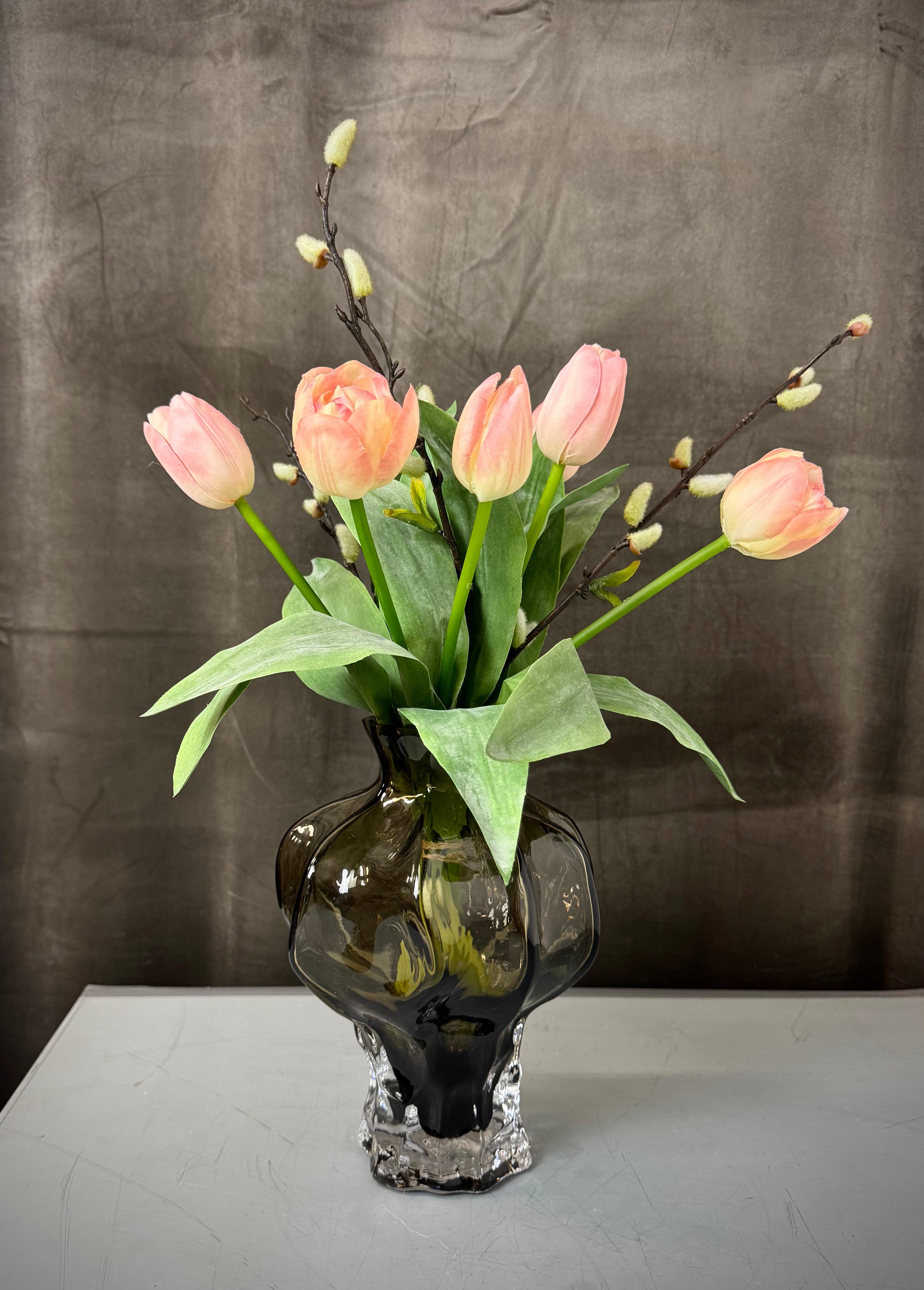 Silke tulipan buket peach